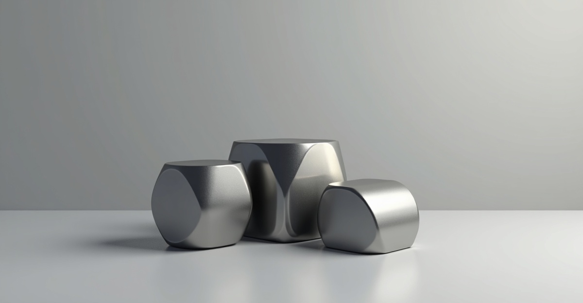 Close-up of sleek metallic archery stabilizer weights on a grey background.