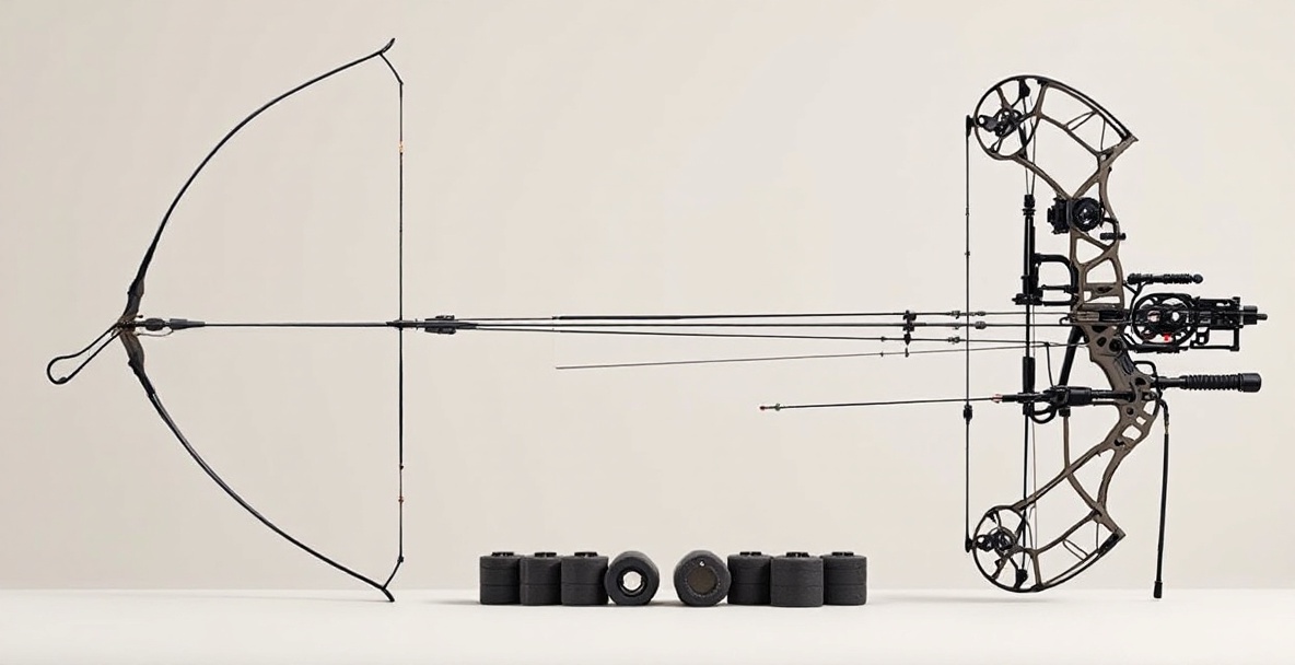 Comparison of recurve bow and compound bow with stabilizer weights